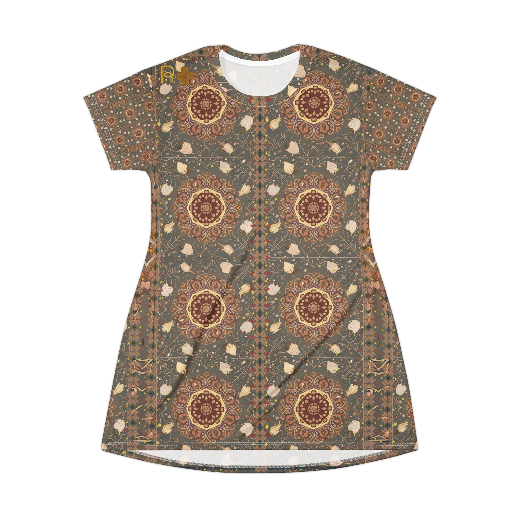 Vintage Mandala Boho T‑Shirt Dress