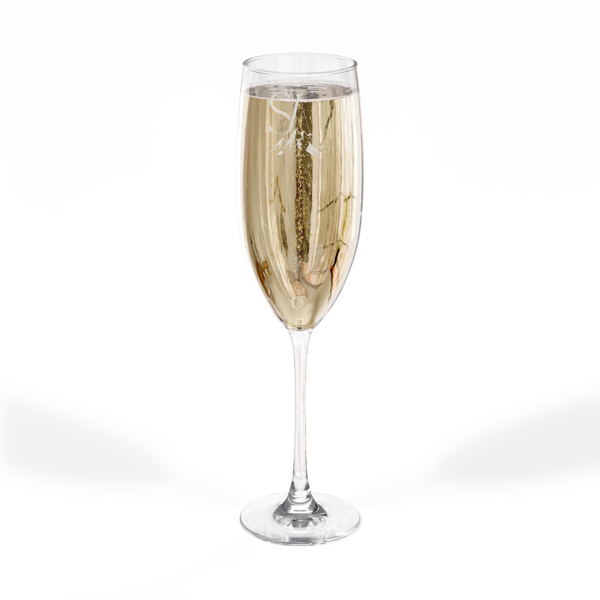 Mountain Peak Engraved Champagne Flute | 8oz Summit Glass