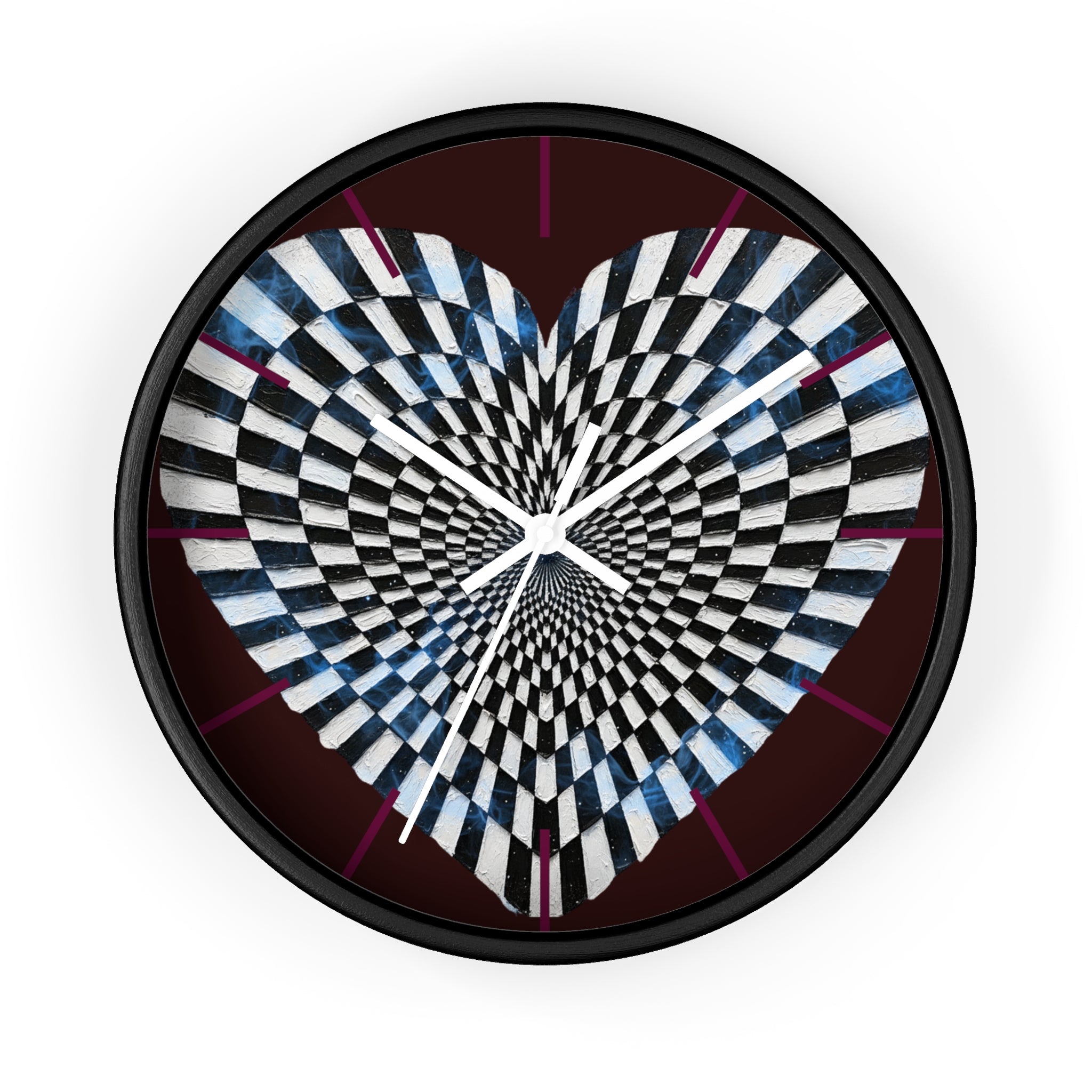 Optical Heart Wall Clock —Checkerboard Illusion