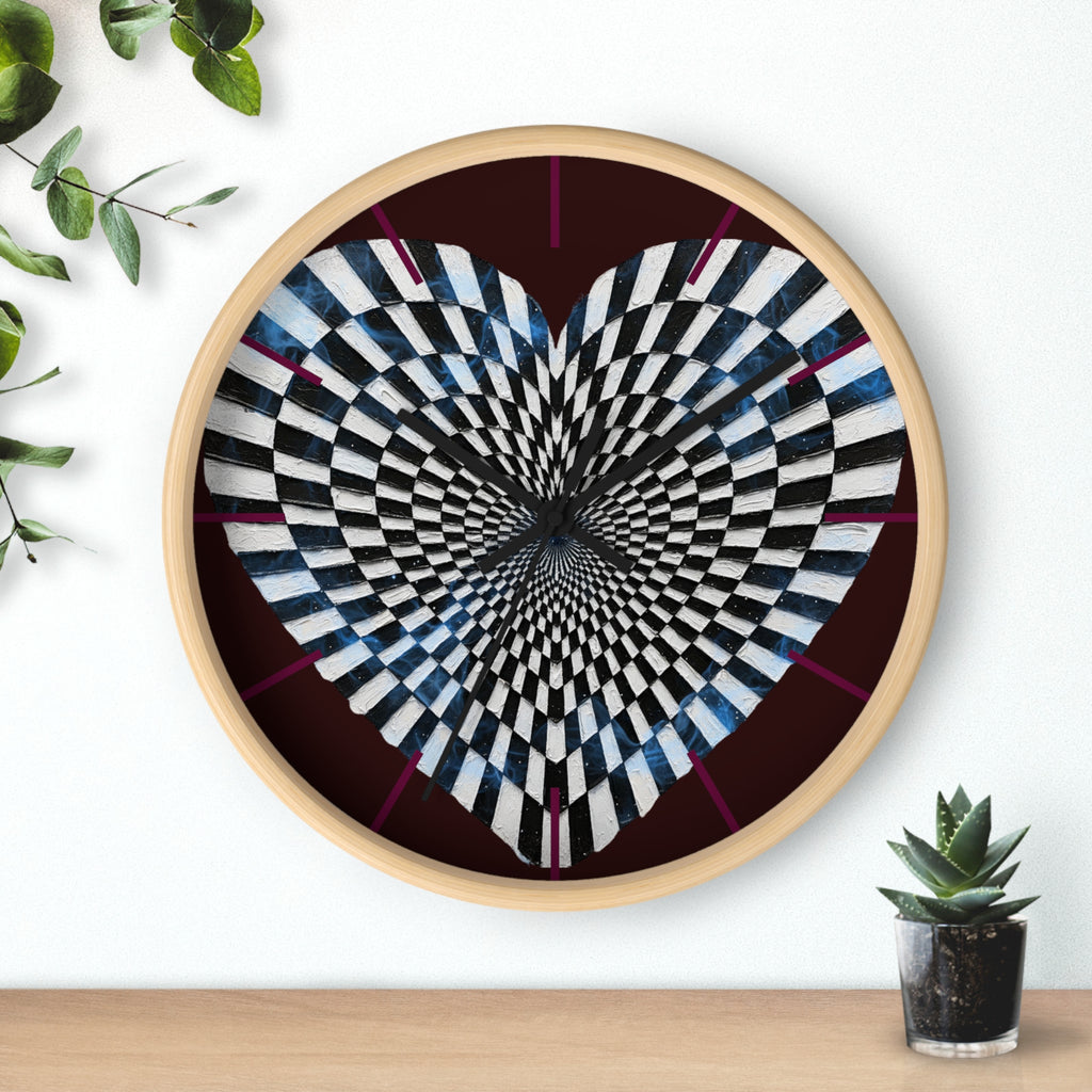 Optical Heart Wall Clock —Checkerboard Illusion