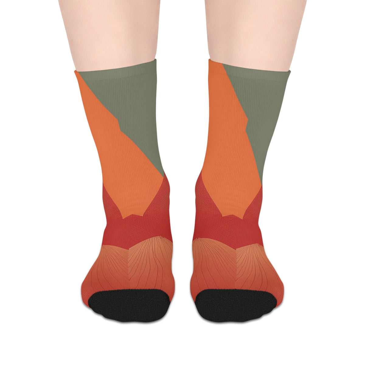 Abstract Autumn Colorblock Mid-Length Socks