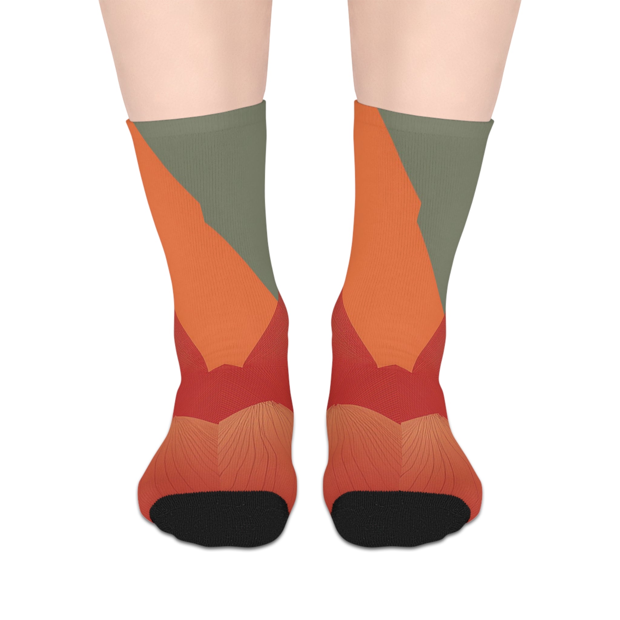 Abstract Autumn Colorblock Mid-Length Socks