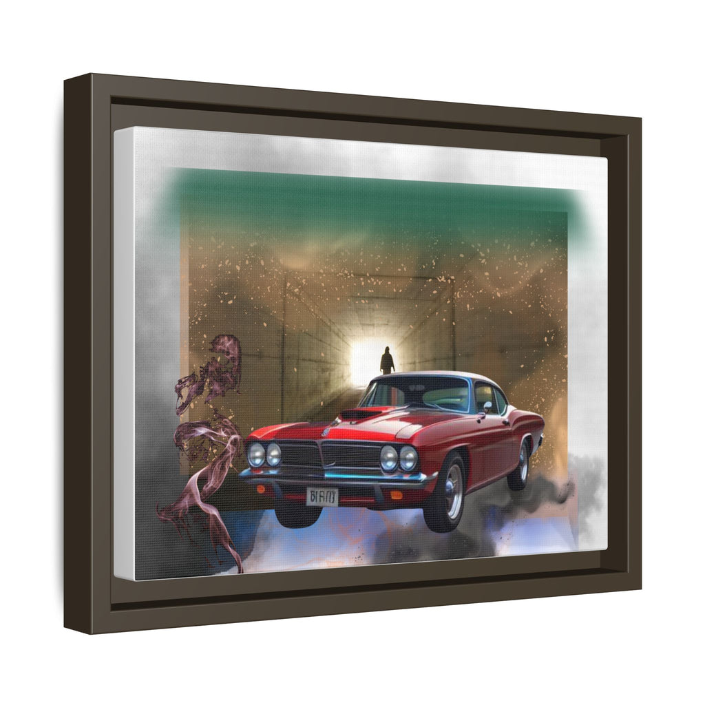 Red Classic Muscle Car Framed Canvas Wall Art