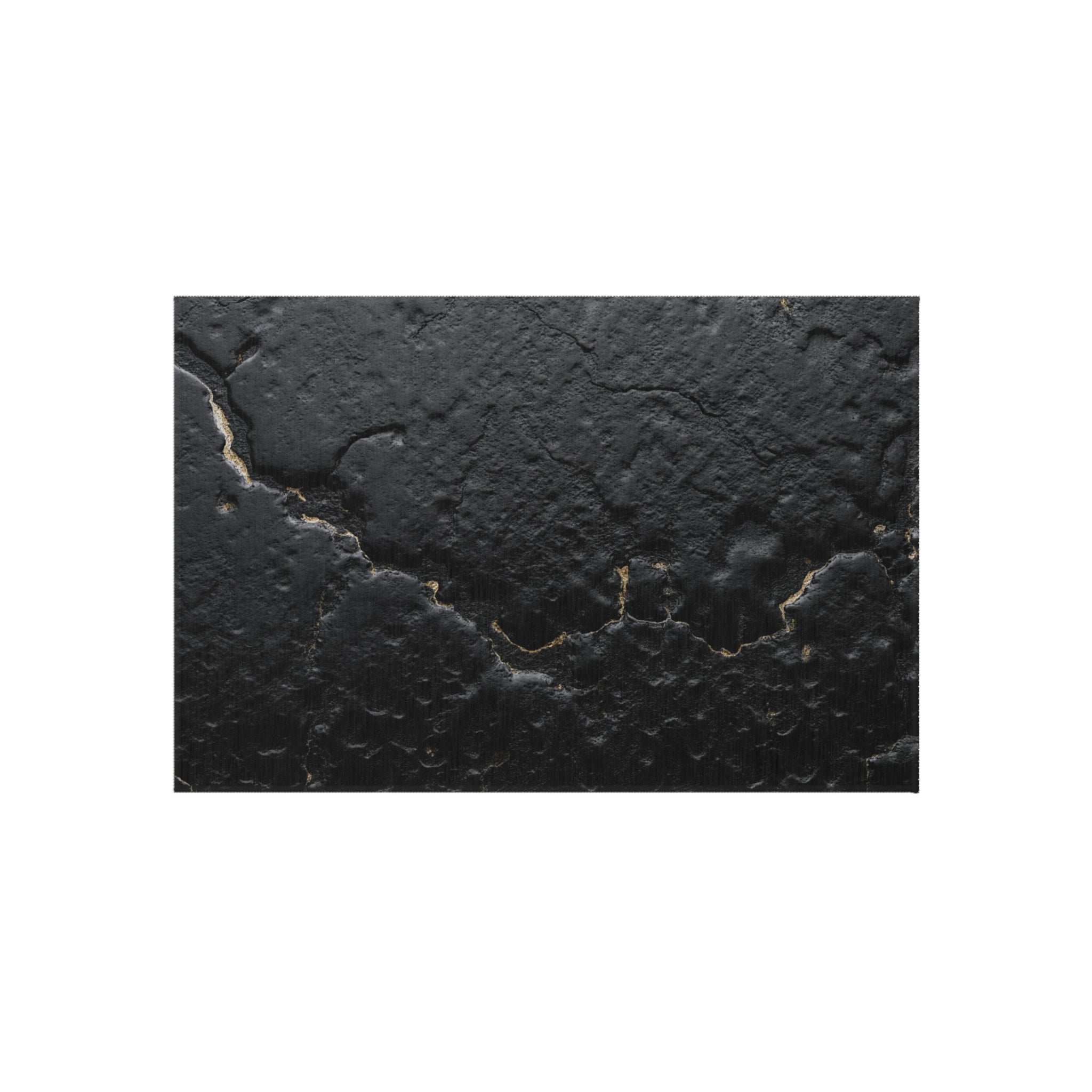 Black Cracked Stone Outdoor Rug