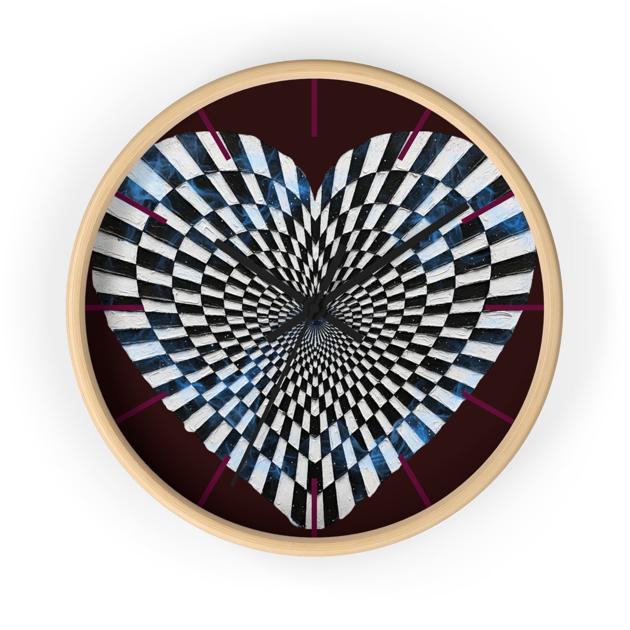Optical Heart Wall Clock —Checkerboard Illusion