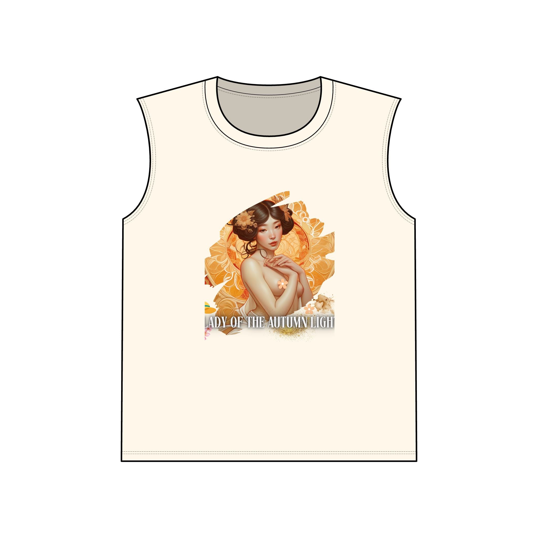 Autumn Light Muscle Tank — Vintage Lady Fall Graphic Tank Top