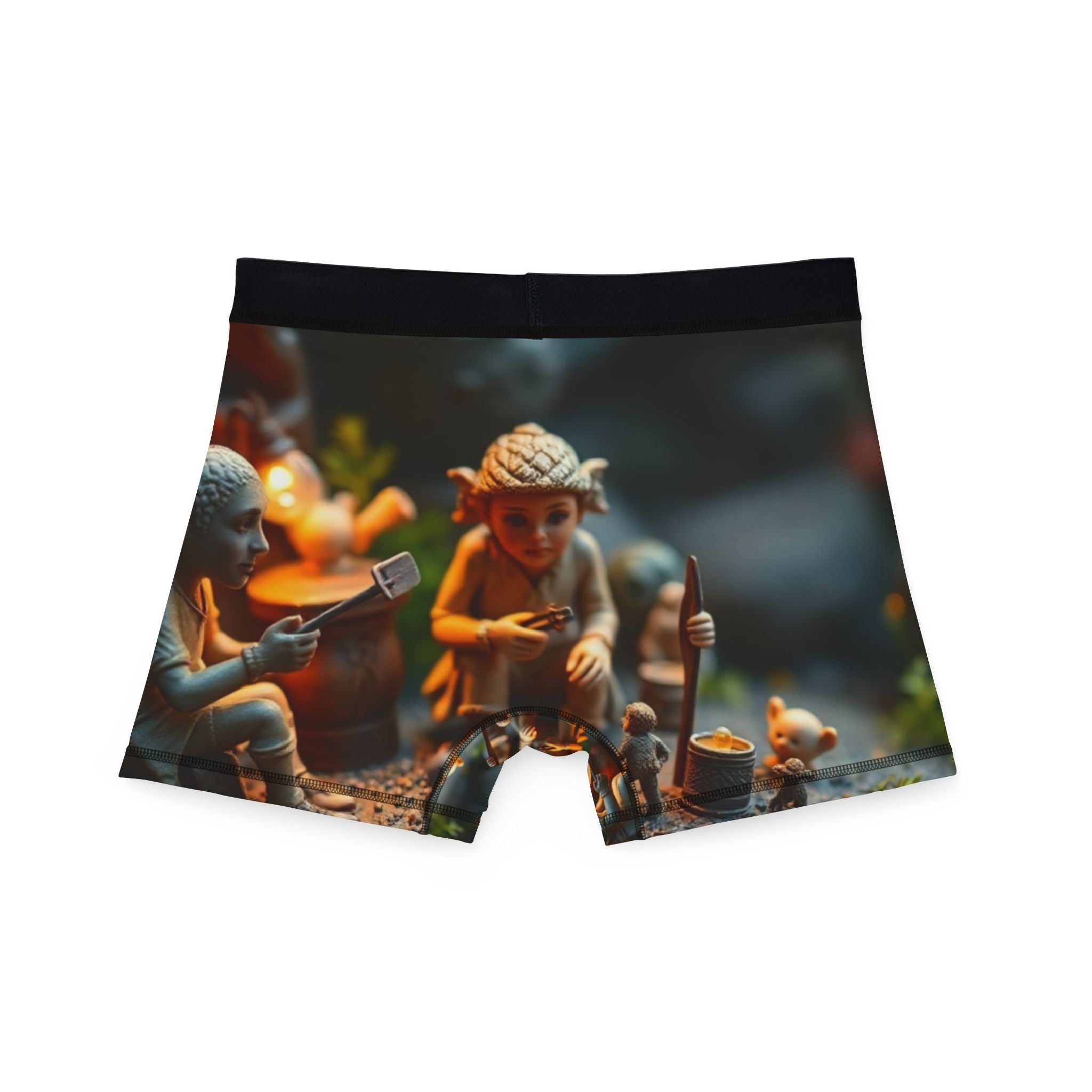 Whimsical Miniature Village Men's Boxer Briefs — Holiday Fairy Tale Print