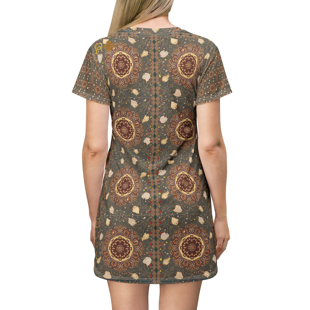 Vintage Mandala Boho T‑Shirt Dress