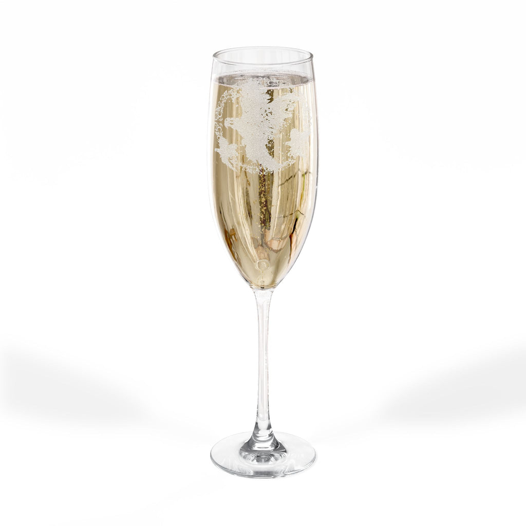 Bird Engraved Champagne Glass | 8oz Luxury Flute