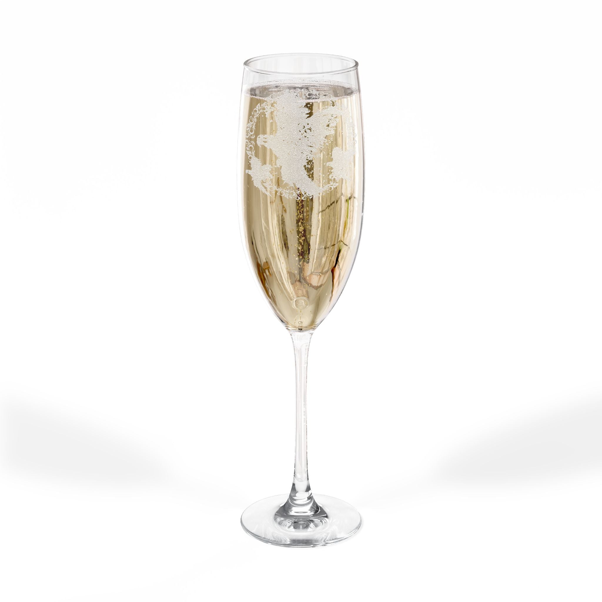 Bird Engraved Champagne Glass | 8oz Luxury Flute