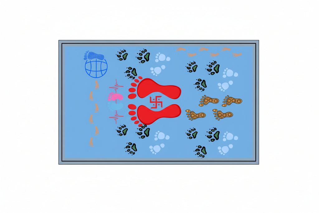 İmzalı Ayak İzi Desenli Karşılama Paspası