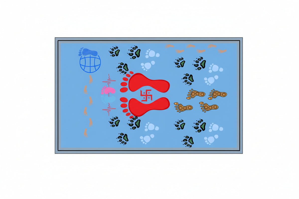 İmzalı Ayak İzi Desenli Karşılama Paspası