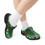 Green Tropical Leaf EVA Foam Clogs — Lightweight Garden & Beach Slip-On Shoes