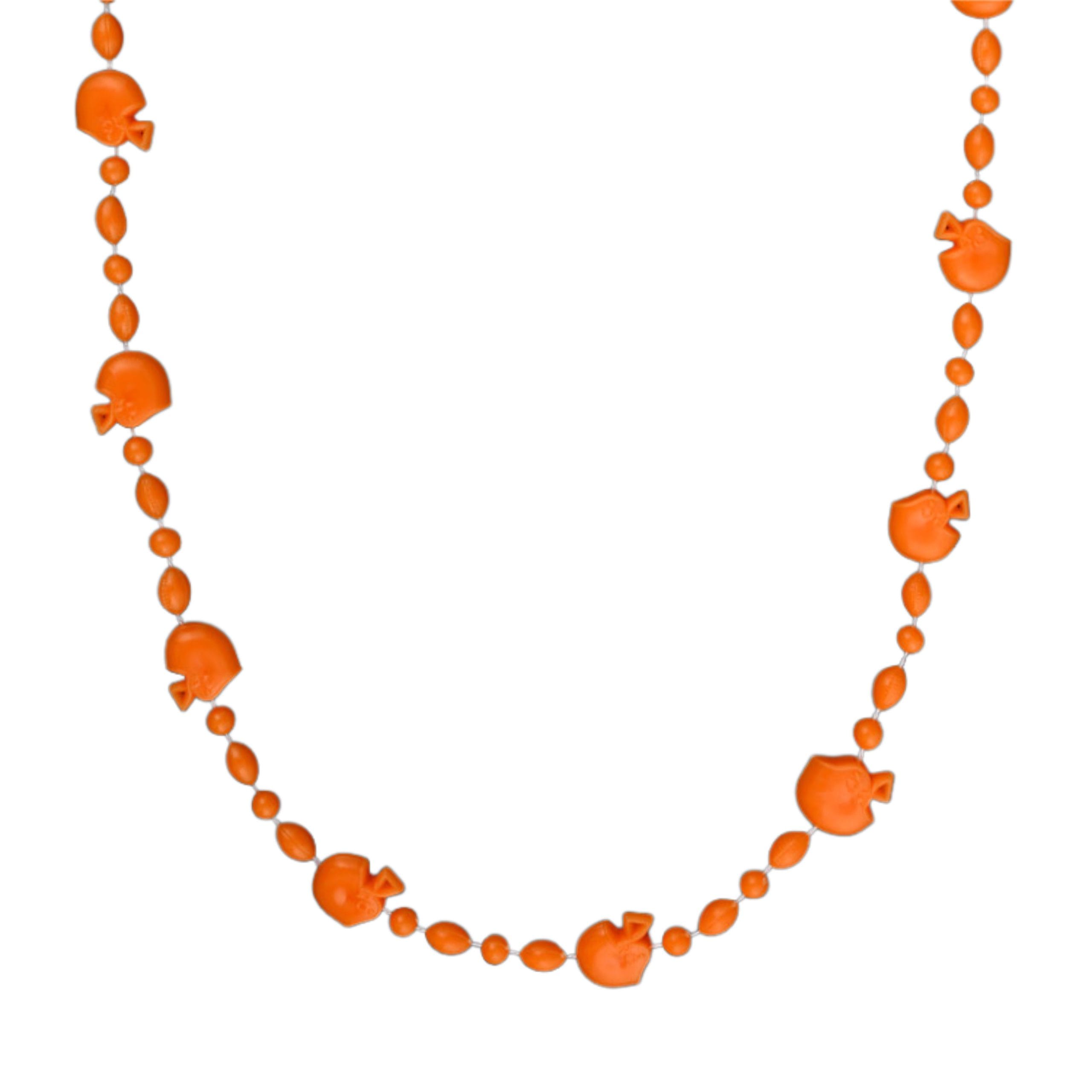 Football Helmet Bead Necklaces Non Metallic Orange Pack of 12-1