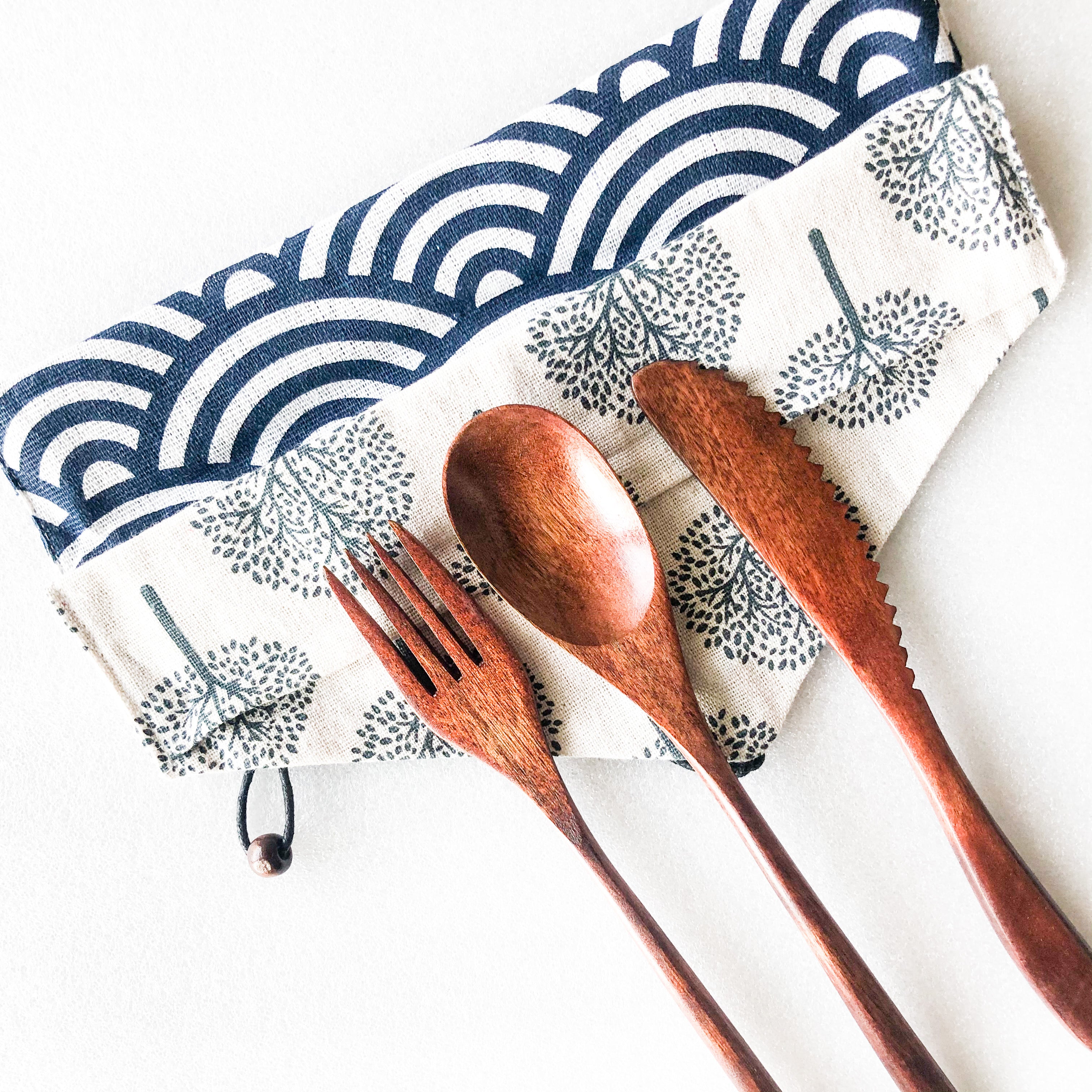 Japanese Style Wooden Cutlery Set - Zero Waste Plastic Free Utensils Set - Sustainable Kitchen - Hidden-Gems