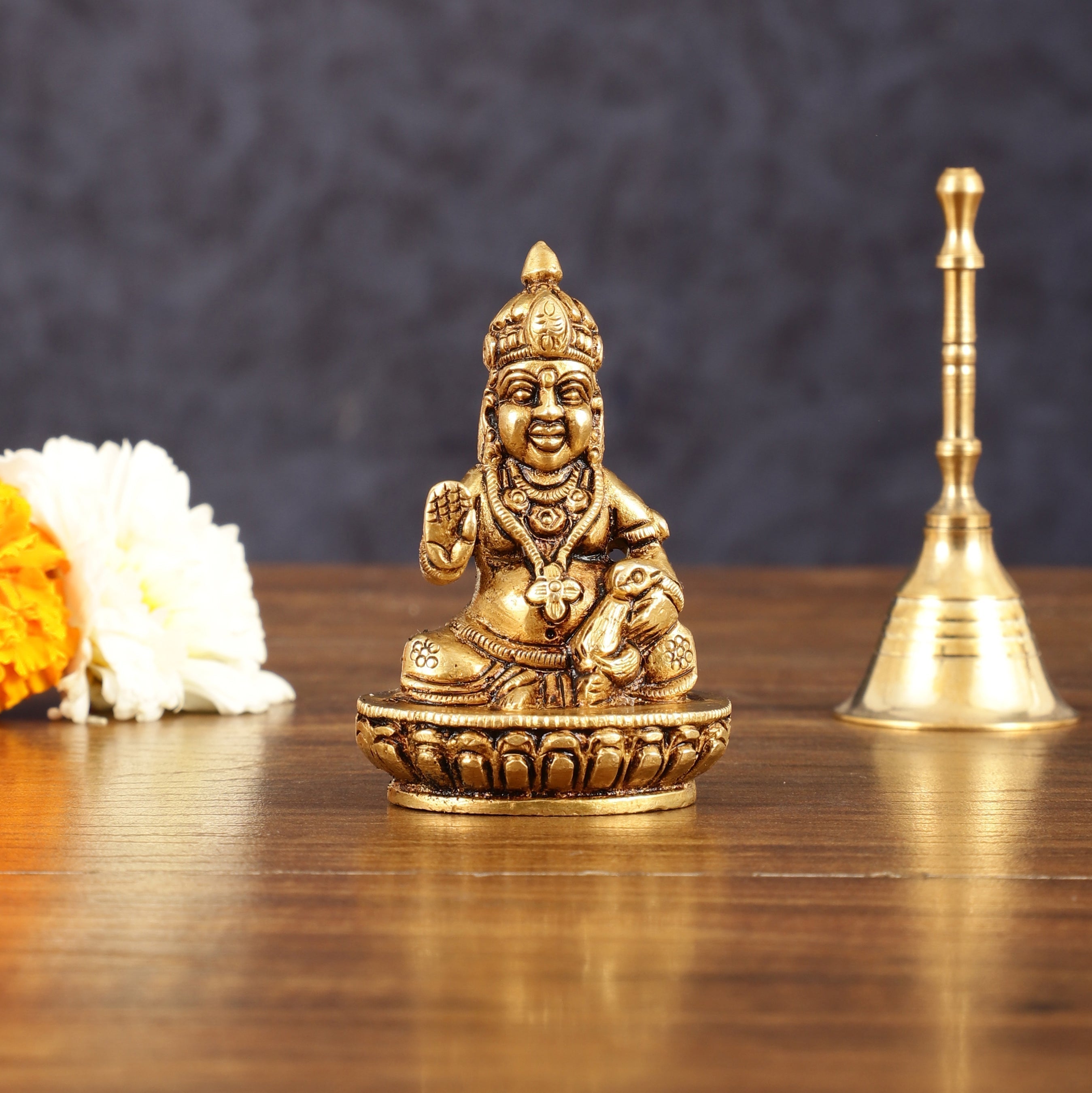 Brass Small Lord Kubera Idol - 3" Height | 100% Certified Copper & Brass-0