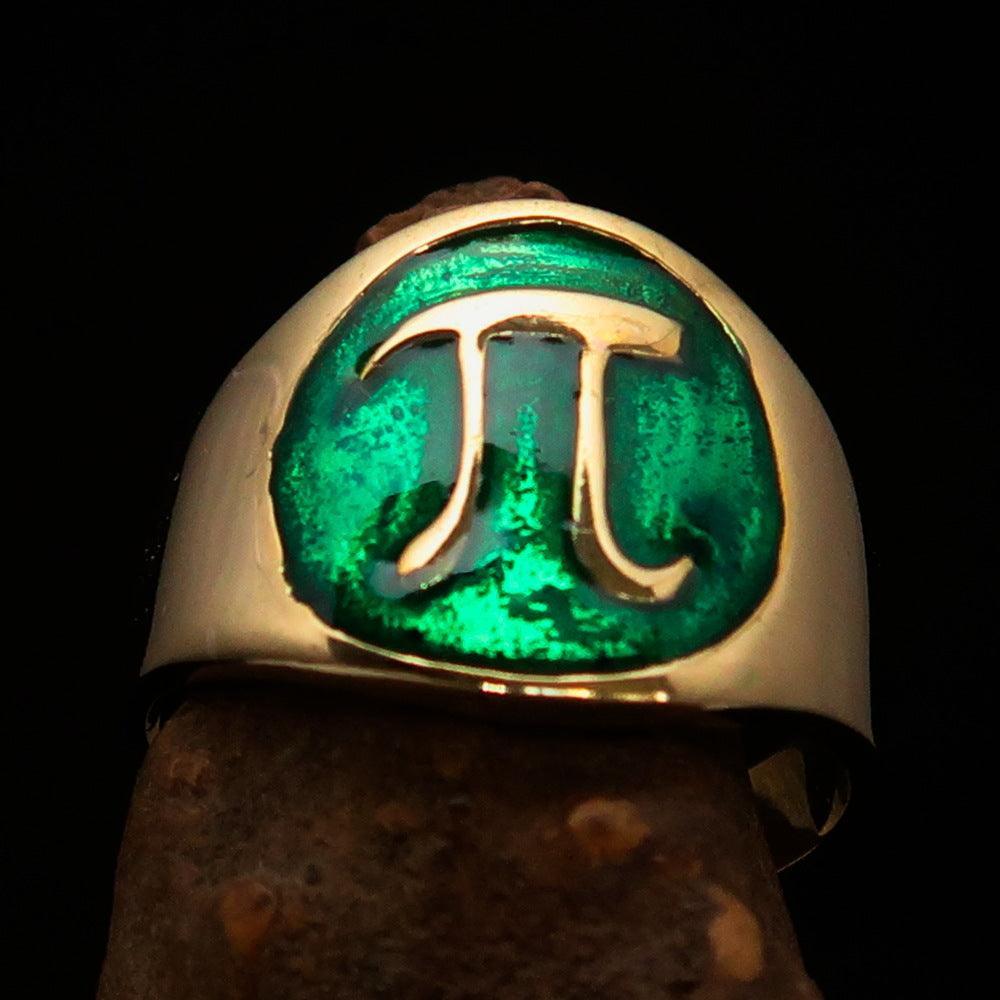 Excellent crafted Men's green Greek Letter PI Pinky Ring - Solid Brass - Hidden-Gems