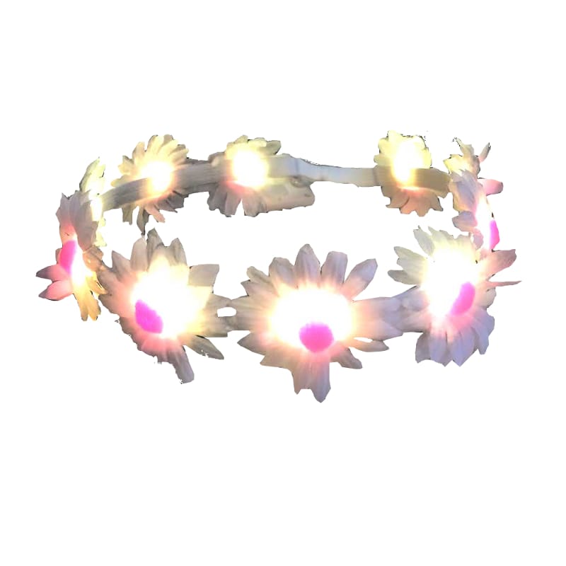 White Flowers LED Daisy Floral Headband-0