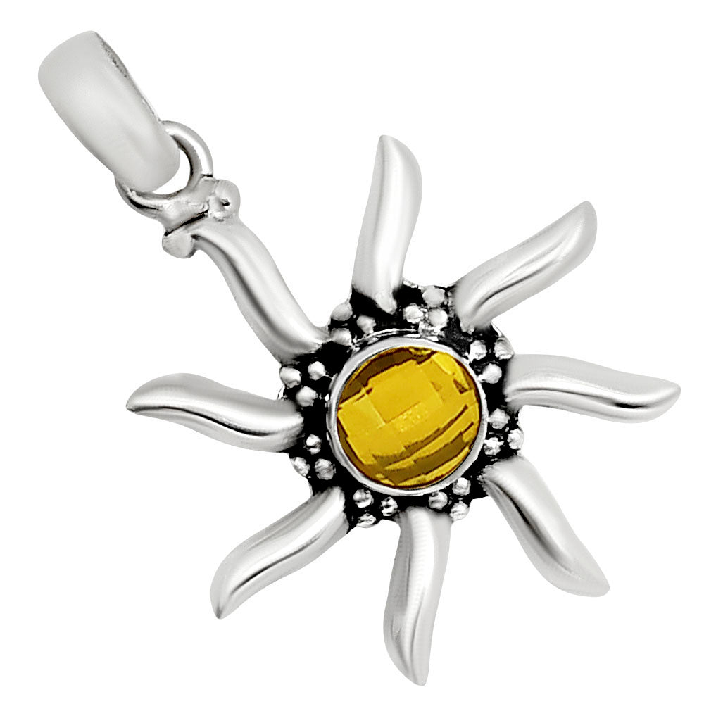 Sun - Citrine Checker Pendant P-1263 SDP158735-0