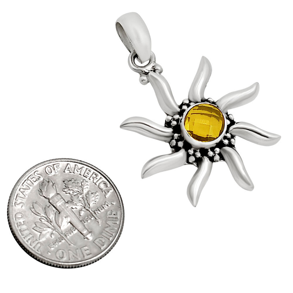 Sun - Citrine Checker Pendant P-1263 SDP158735-1