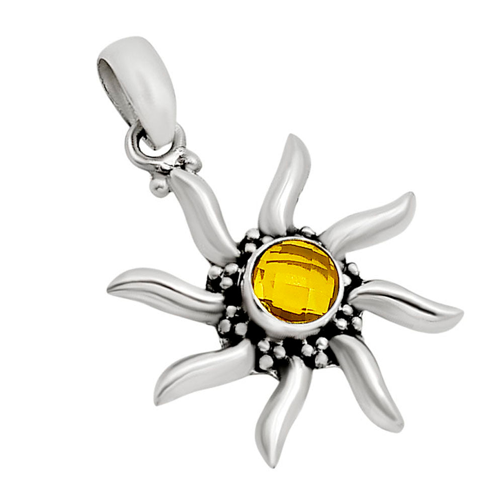 Sun - Citrine Checker Pendant P-1263 SDP158735-2