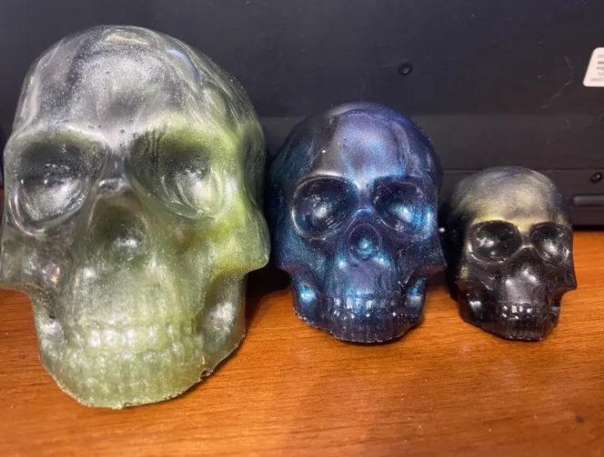Set of Three Skulls - Handmade Resin Decorative Art