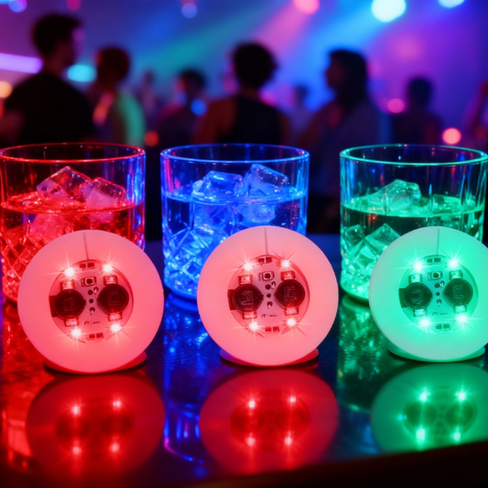 3 Flashing Modes LED Bottle Coaster Lights for Bar Decor