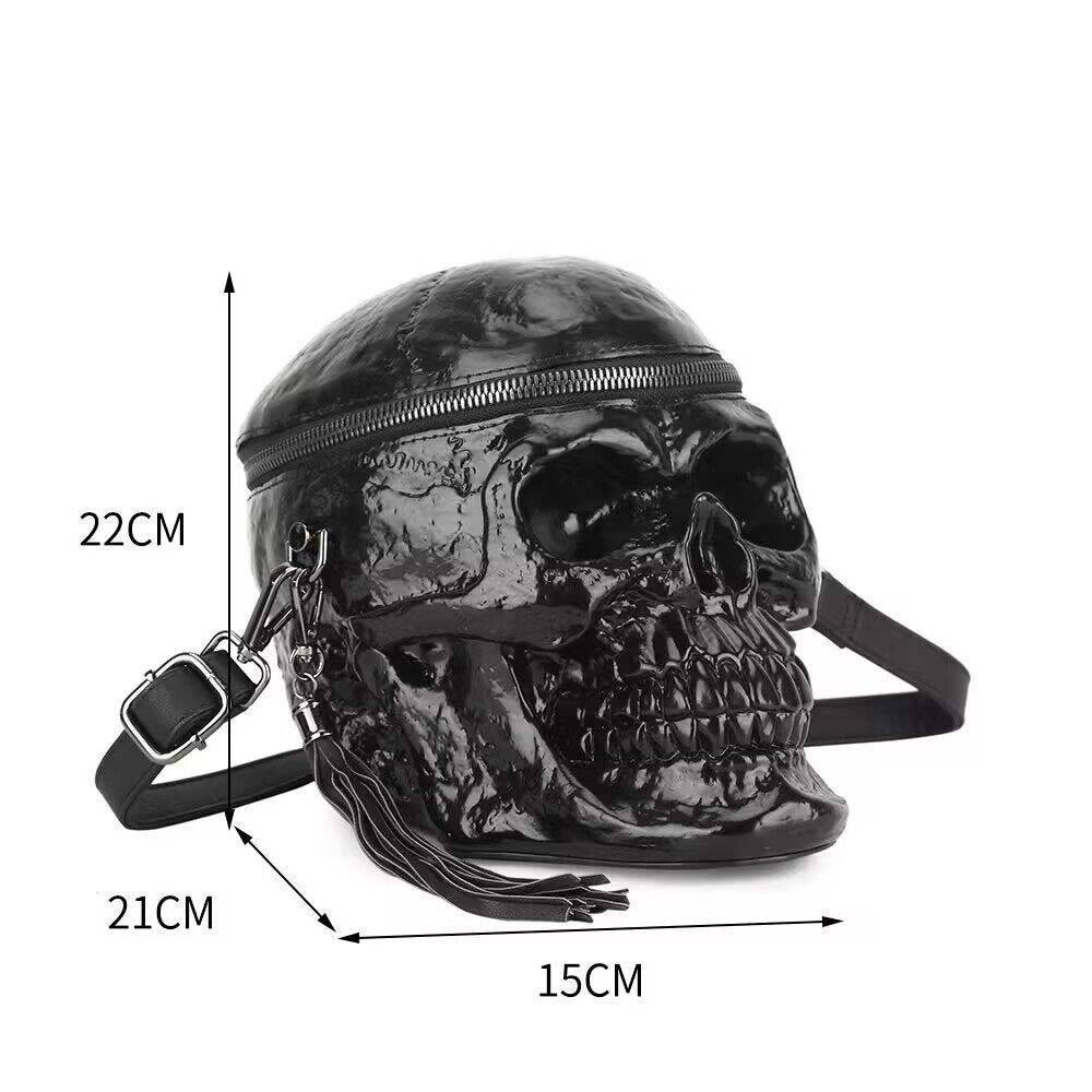 3D Bags Black Skull Cross Body Shoulder Bag Mini Handle Handbags - Hidden-Gems