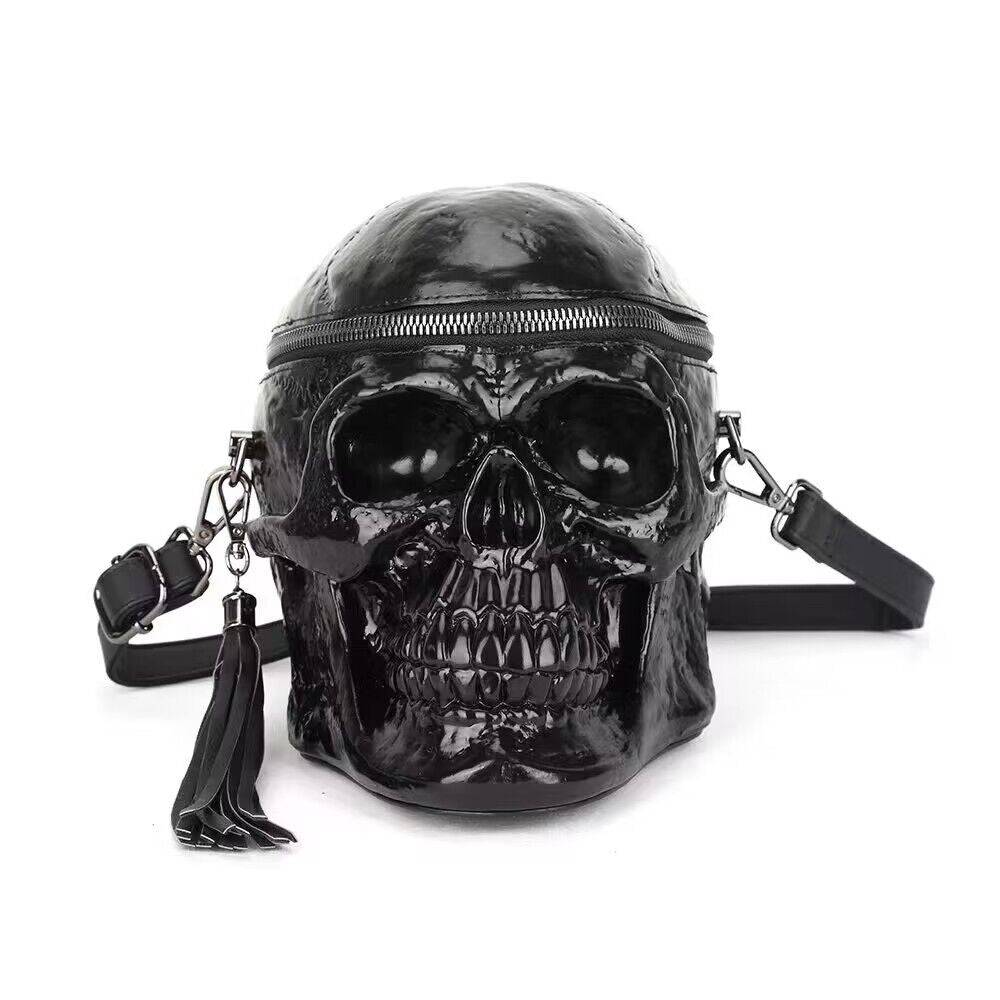 3D Bags Black Skull Cross Body Shoulder Bag Mini Handle Handbags - Hidden-Gems