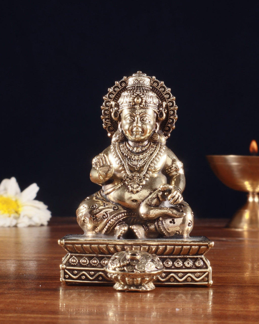 Brass Superfine Intricate Lord Kubera Idol-0