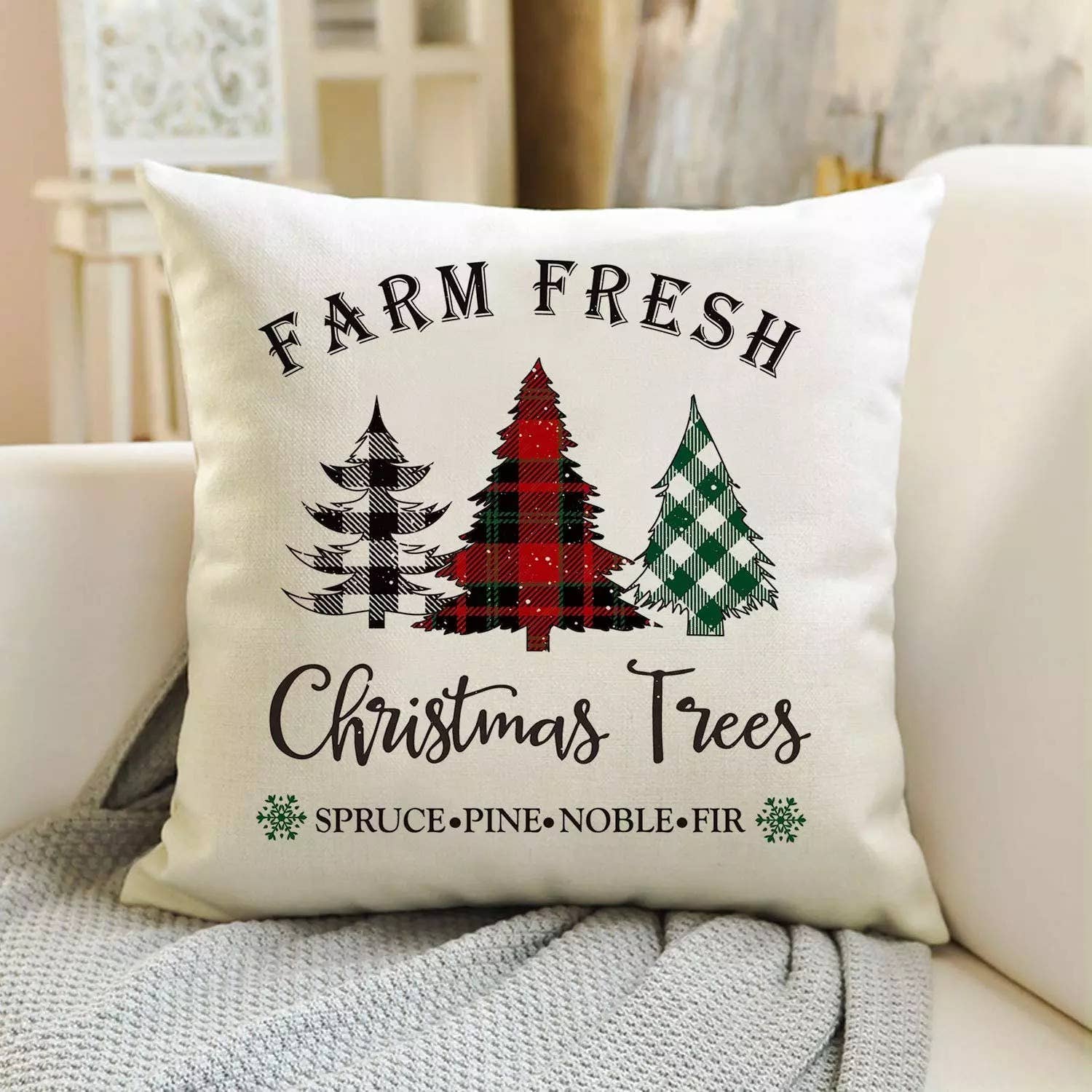 Christmas Throw Pillow Cover- Tree Farm-0