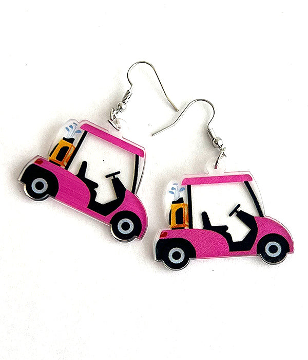 GOLF THEME ACRYLIC EARRING - CART-0