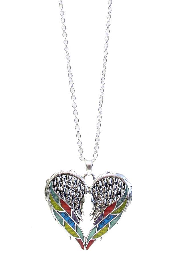 EPOXY ANGEL WING PENDANT NECKLACE-0