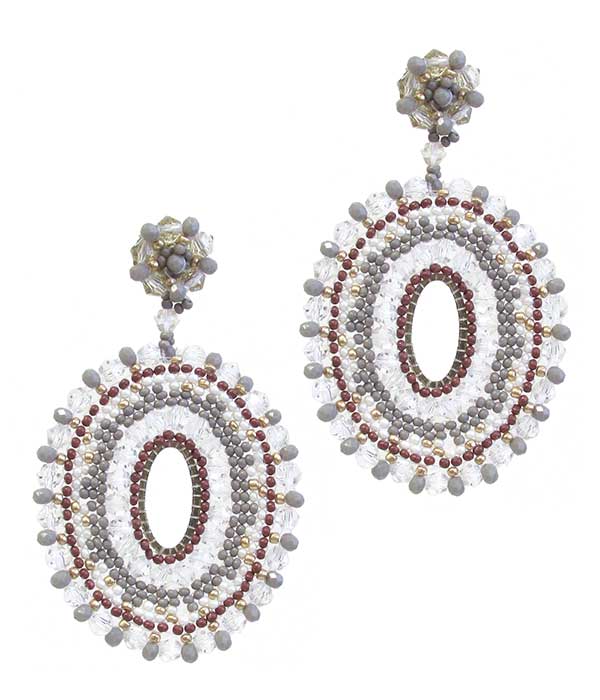 SEEDBEAD AND FACET GLASS BEAD MIX OVAL EARRING-0