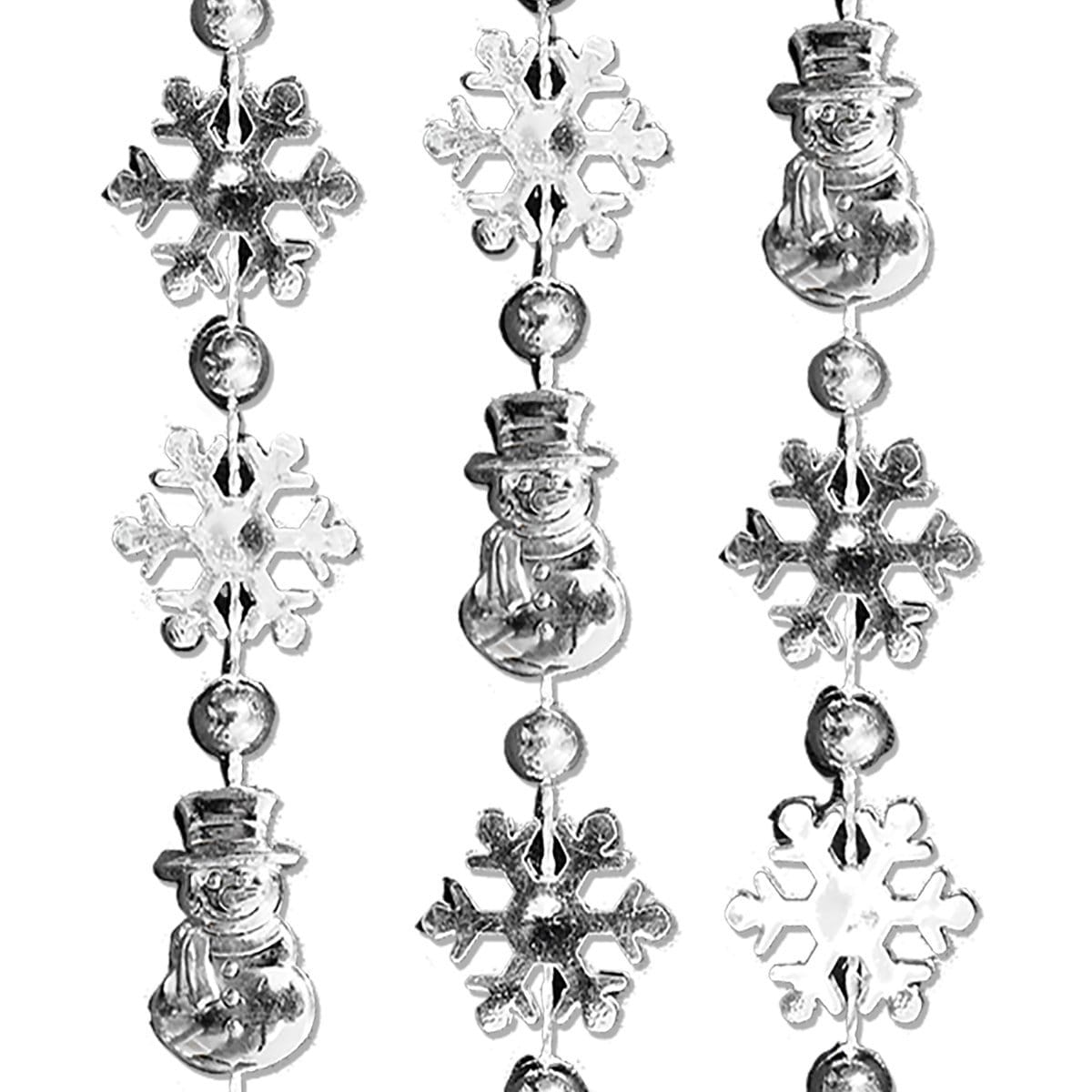 Snowmen Snowflake Bead Necklace Pack of 12-0